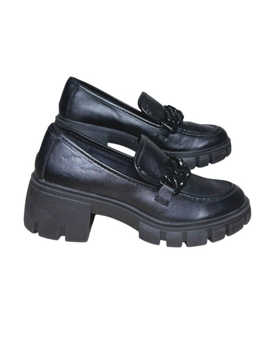 Madden Girl Shoes - Madden Girl‎ Hoxtonn Black Chunky Platform Lug Sole Chain Loafers HOXT02J1 7M